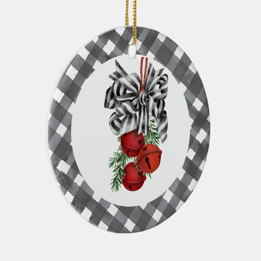 Zwart-wit Noël Keramisch Ornament (Rechts)