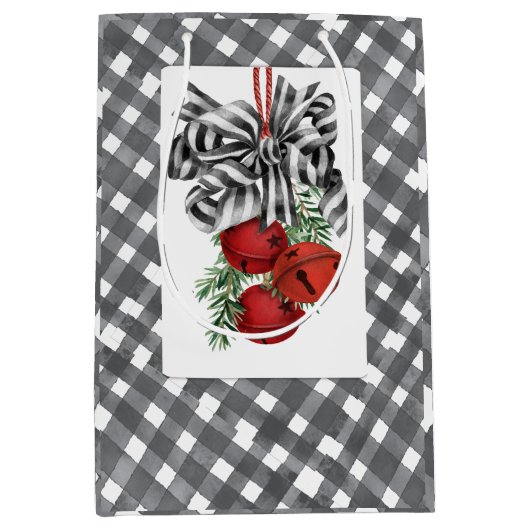 Zwart-Wit Noël Simpel Medium Cadeauzakje (Voorkant)