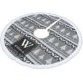 Zwart-wit Nordic Fir Trees + familienaam Kerstboom Rok (Gekanteld)