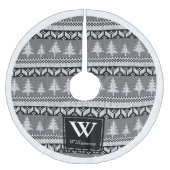 Zwart-wit Nordic Fir Trees + familienaam Kerstboom Rok (Voorkant)