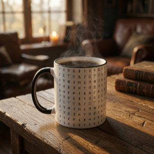 Zwart & Wit Nordic Rune Keramiek Mok