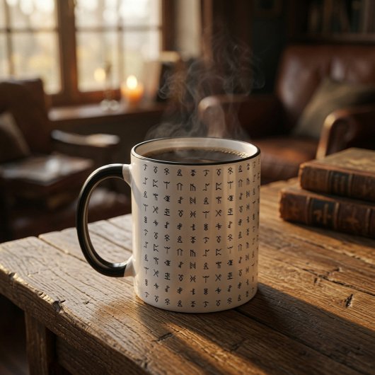 Zwart & Wit Nordic Rune Keramiek Mok