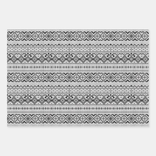 Zwart-wit Nordic Winter Trui Kerstmis Inpakpapier Vel (Voorkant 3)