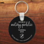 Zwart-wit Notaris QR Code Logo Business Promo Sleutelhanger (Voorkant)