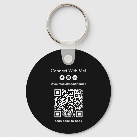 Zwart-wit Notaris QR Code Logo Business Promo Sleutelhanger (Achterkant)