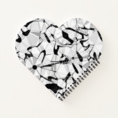 Zwart-wit Notitieboek in bewegingshartvorm (Achterkant)