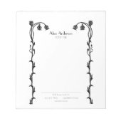  Zwart-wit Nouveau Floral Wildflower Notitieblok (Voorkant)