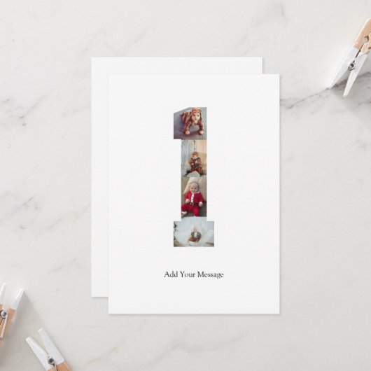 Zwart-wit Nummer 1 Fotocollage Kaart (Voorkant / Achterkant in situ)