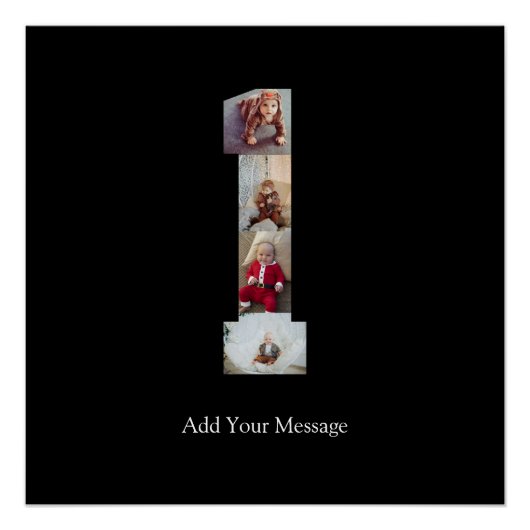 Zwart-wit Nummer 1 Fotocollage Perfect Poster (Voorkant)