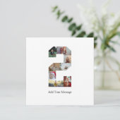 Zwart-wit Nummer 2 Fotocollage Bedankkaart (Staand voorkant)