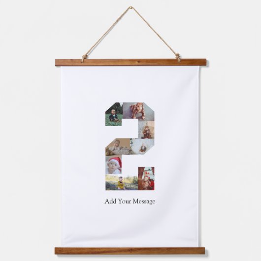 Zwart-wit Nummer 2 Fotocollage Hangend Wandkleed (Voorkant)