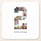 Zwart-wit Nummer 2 Fotocollage Kartonnen Onderzetters (Voorkant)