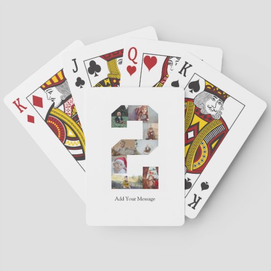 Zwart-wit Nummer 2 Fotocollage Pokerkaarten (Achterkant)