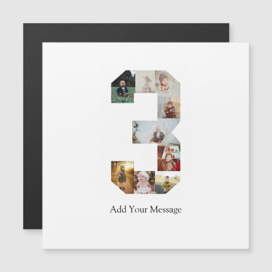 Zwart-wit nummer 3 foto collage (Voorkant / Achterkant)