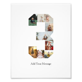 Zwart-wit nummer 3 foto collage afdruk