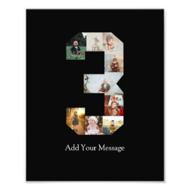 Zwart-wit nummer 3 foto collage foto afdruk