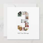 Zwart-wit nummer 3 foto collage kaart (Voorkant)