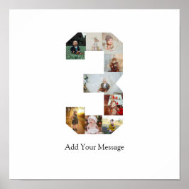 Zwart-wit nummer 3 foto collage poster