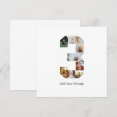 Zwart-wit Nummer 3 Fotocollage Aankondiging (Voorkant / Achterkant)