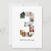 Zwart-wit nummer 3 fotocollage aankondiging (Voorkant)