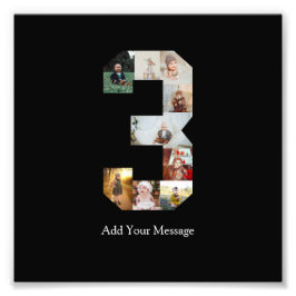 Zwart-wit Nummer 3 Fotocollage Foto Afdruk