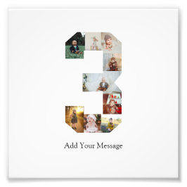 Zwart-wit Nummer 3 Fotocollage Foto Afdruk