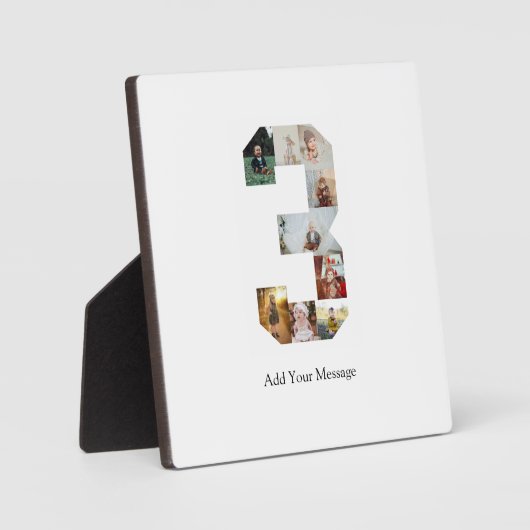 Zwart-wit nummer 3 fotocollage fotoplaat (Voorkant)