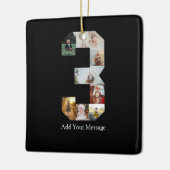 Zwart-wit Nummer 3 Fotocollage Keramisch Ornament (Links)