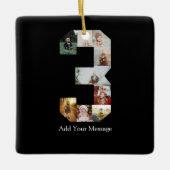 Zwart-wit Nummer 3 Fotocollage Keramisch Ornament (Voorkant)