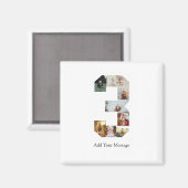 Zwart-wit Nummer 3 Fotocollage Magneet (Voorkant / Achterkant)