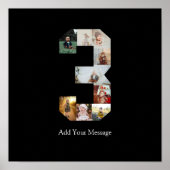 Zwart-wit Nummer 3 Fotocollage Poster (Voorkant)