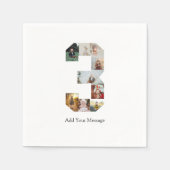 Zwart-wit Nummer 3 Fotocollage Servet (Voorkant)