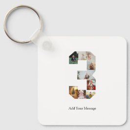 Zwart-wit Nummer 3 Fotocollage Sleutelhanger