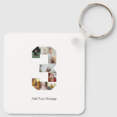 Zwart-wit Nummer 3 Fotocollage Sleutelhanger (Achterkant)