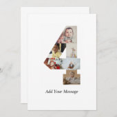 Zwart-wit Nummer 4 Fotocollage Aankondiging (Voorkant / Achterkant)