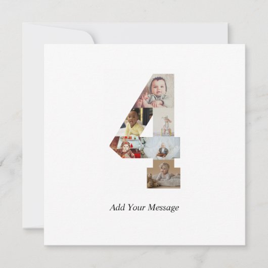 Zwart-wit nummer 4 fotocollage bedankkaart (Voorkant)