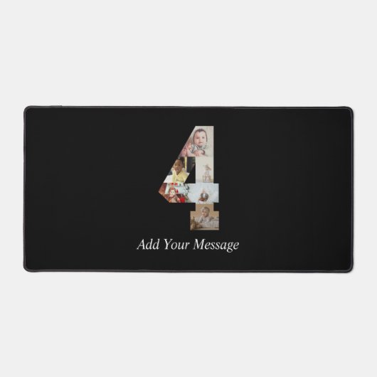 Zwart-wit Nummer 4 Fotocollage Bureaumat (Voorkant)