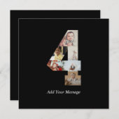 Zwart-wit Nummer 4 Fotocollage Feestdagenkaart (Voorkant / Achterkant)