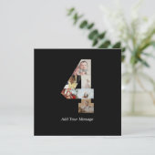 Zwart-wit Nummer 4 Fotocollage Feestdagenkaart (Staand voorkant)