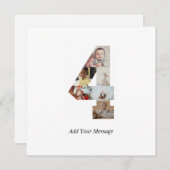 Zwart-wit nummer 4 fotocollage feestdagenkaart (Voorkant / Achterkant)