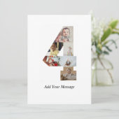 Zwart-wit nummer 4 fotocollage kaart (Staand voorkant)