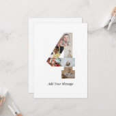 Zwart-wit nummer 4 fotocollage kaart (Voorkant / Achterkant in situ)