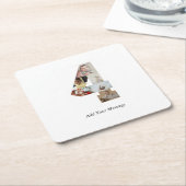 Zwart-wit Nummer 4 Fotocollage Kartonnen Onderzetters (Schuin)