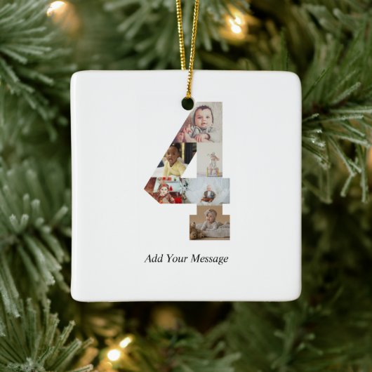 Zwart-wit Nummer 4 Fotocollage Keramisch Ornament (Boom)