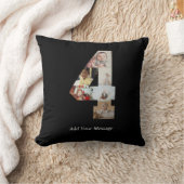 Zwart-wit nummer 4 fotocollage kussen (Deken)