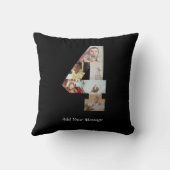 Zwart-wit nummer 4 fotocollage kussen (Achterkant)