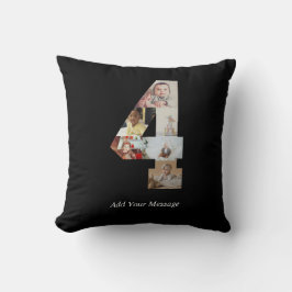Zwart-wit nummer 4 fotocollage kussen
