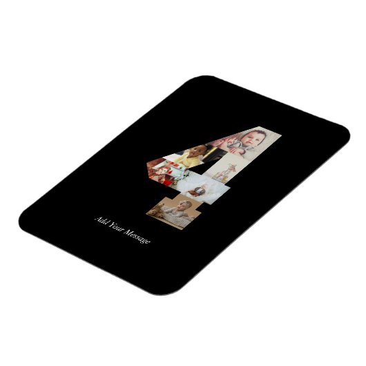 Zwart-wit Nummer 4 Fotocollage Magneet (Linkerzijde)