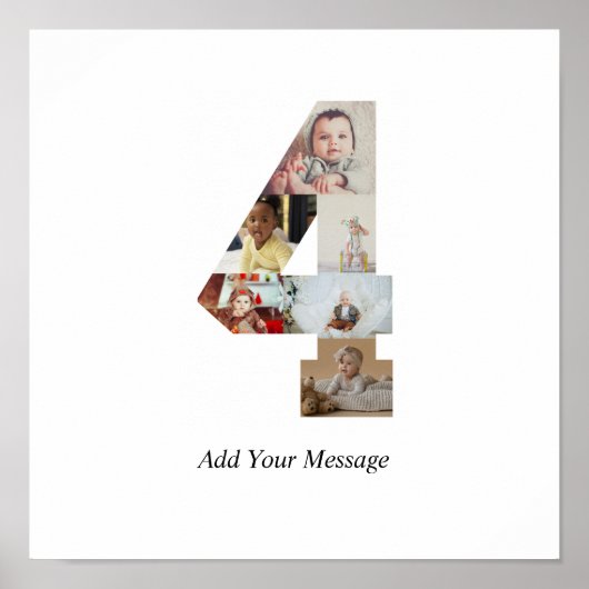 Zwart-wit nummer 4 fotocollage poster (Voorkant)