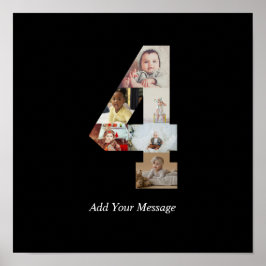 Zwart-wit Nummer 4 Fotocollage Poster